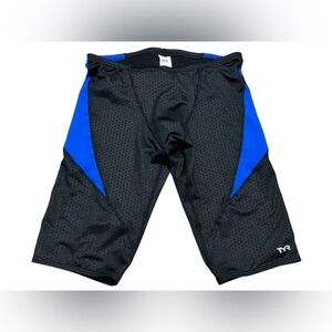 TYR Men's Hexa Curve Splice Jammer‎ Swimsuit Shorts Black Blue Size 36 Large